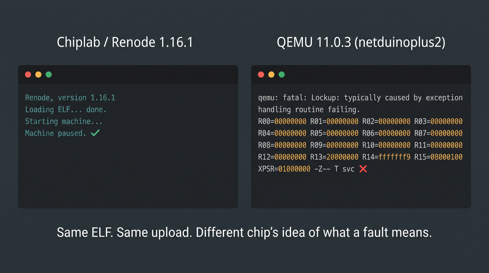 Same firmware, two terminals